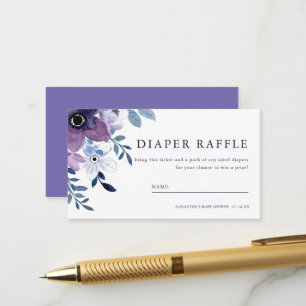 Purple Lavender Flower Diaper Raffle Enclosure Card