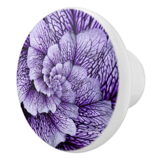 Purple lavender flower round ceramic draw knobs