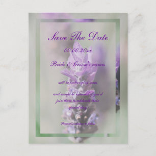 Purple lavender flower wedding   Personalise Announcement Postcard