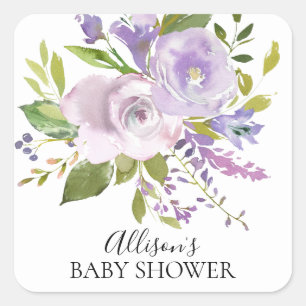 Purple Lavender Flowers Baby Shower Envelope Seal