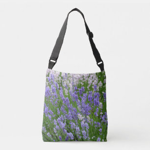 Purple lavender flowers crossbody bag