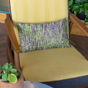 Purple Lavender Flowers Floral Outdoor Cushion