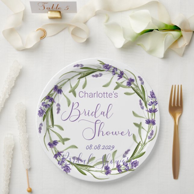Purple Lavender Flowers Paper Plate (Wedding)