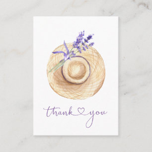 Purple Lavender Flowers Straw Hat Thank You Business Card