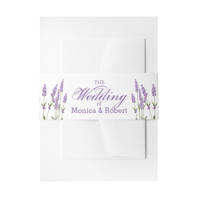 Purple lavender flowers Wedding Invitation Belly Band (Front Example)