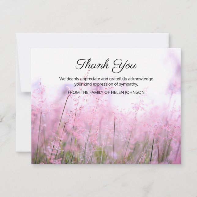 Purple Lavender Garden Funeral Thank You Note Card (Front)