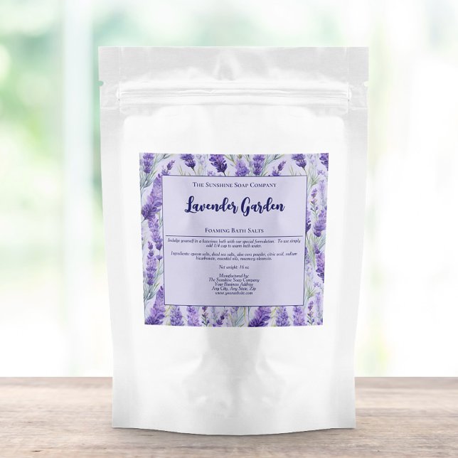Purple Lavender Garden Waterproof Bath Salts Label (Creator Uploaded)