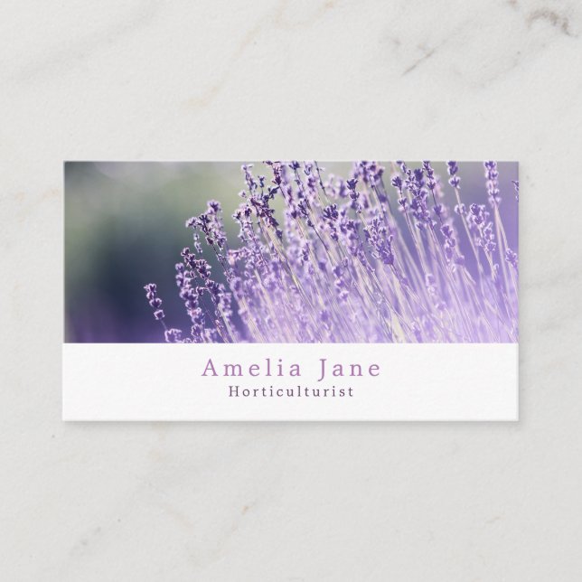 Purple Lavender, Gardener, Horticulturist Business Card (Front)