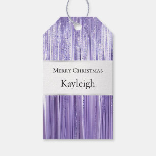 Purple Lavender Glam Tinsel Stripes Gift Tags