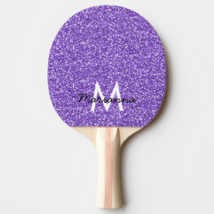 Purple Lavender Glitter Stylish Personalised Ping Pong Paddle