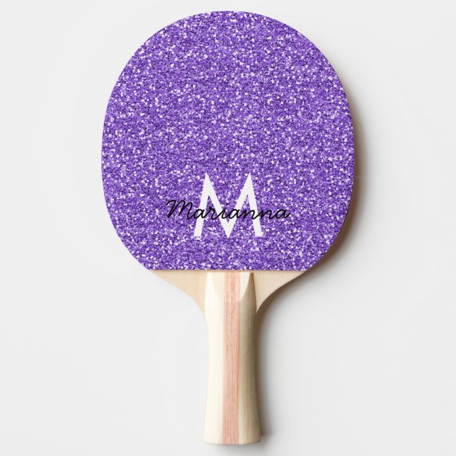 Purple Lavender Glitter Stylish Personalised Ping Pong Paddle (Front)