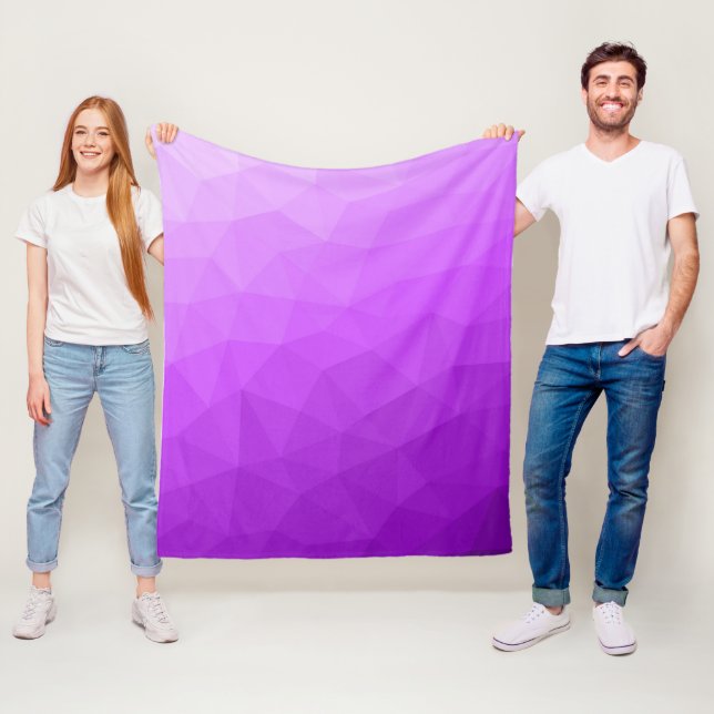 Purple lavender gradient geometric mesh pattern fleece blanket (In Situ)