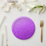 Purple lavender gradient geometric mesh pattern paper plate<br><div class="desc">Triangle geometric mesh with light to dark pinkish purple lavender ombre gradient.</div>