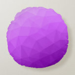 Purple lavender gradient geometric mesh pattern round cushion<br><div class="desc">Triangle geometric mesh with light to dark pinkish purple lavender ombre gradient.</div>