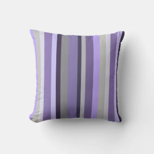 Purple Lavender Grey Vertical Striped Cushion
