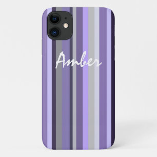Purple Lavender Grey Vertical Striped Personalised Case-Mate iPhone Case
