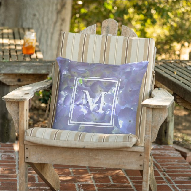 Purple Lavender Hydrangeas purple flowers monogram Cushion (Chair)