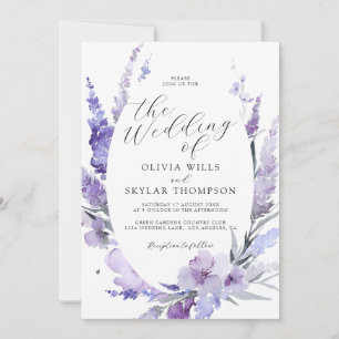 Purple Lavender Lilac Floral Botanical Wedding Invitation
