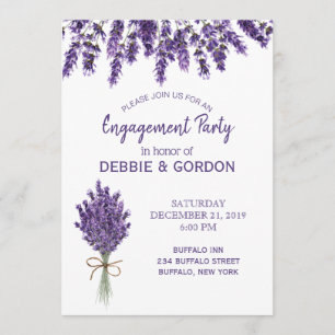 Purple Lavender Lilac Flower Wedding Engagement Invitation