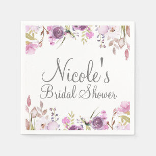 Purple Lavender Lilac Watercolor Floral Wedding Napkin