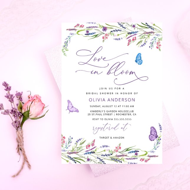 Purple Lavender Love in Bloom Bridal Shower  Invitation (Creator Uploaded)