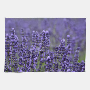Purple lavender meadow tea towel