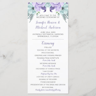 Purple Lavender Mint Floral Wedding Program Programme
