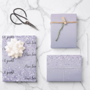 Purple Lavender Ombre Glitter Sparkle Wrapping Paper Sheet