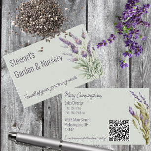 Purple Lavender on Soft Green  Business Card