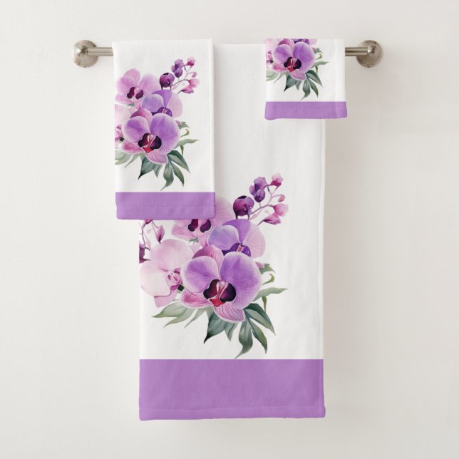 Purple Lavender Orchid Towel Set (Insitu)