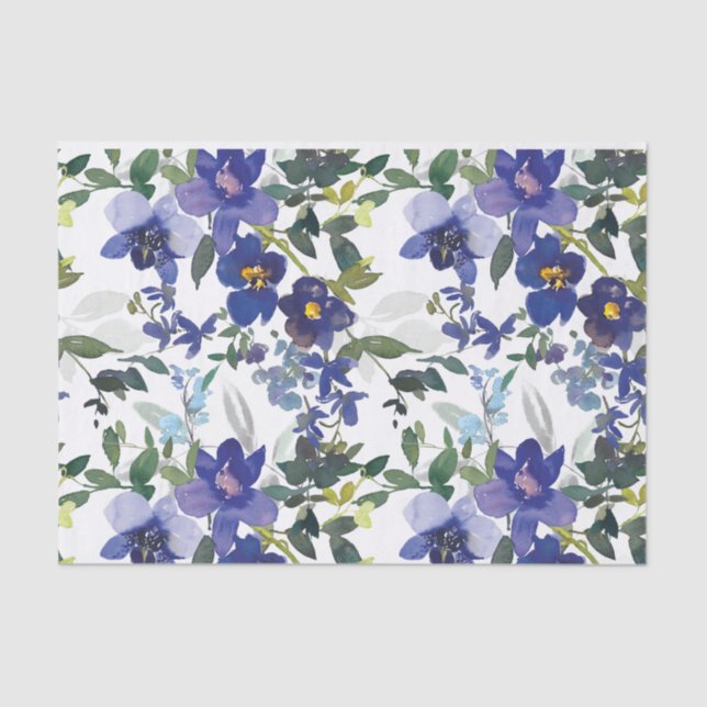 Purple & Lavender Orchids Floral Watercolor Tissue Paper (Front)