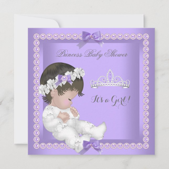 Purple Lavender Pearl Baby Shower Girl Invitation (Front)