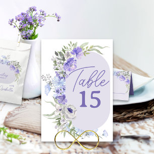 Purple Lavender Peri Floral Editable Table Number
