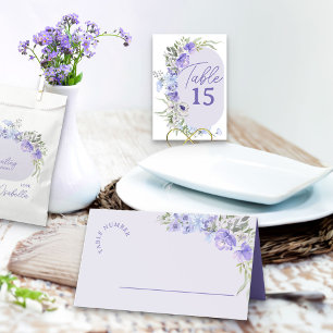 Purple Lavender Peri Floral Place Card