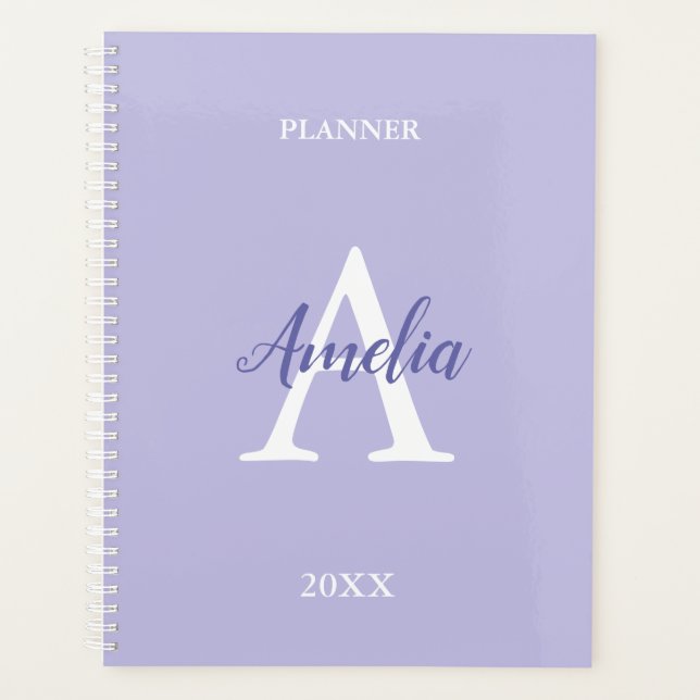 Purple Lavender Personalised Monogram Planner (Front)