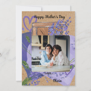 Purple Lavender Photo Floral Mother's Day Card