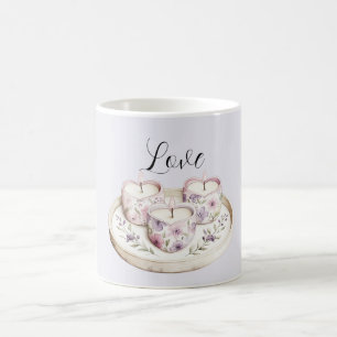 Purple Lavender Pink Floral Heart Candles Love Coffee Mug