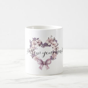 Purple Lavender Pink Floral Heart Wreath Coffee Mug