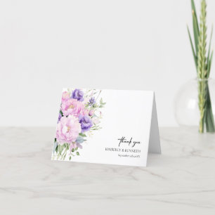 Purple Lavender Pink Floral Thank You Wedding  Card