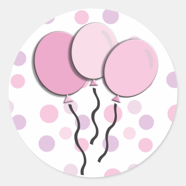 Purple Lavender Pink Polka Dot Birthday Party Classic Round Sticker (Front)