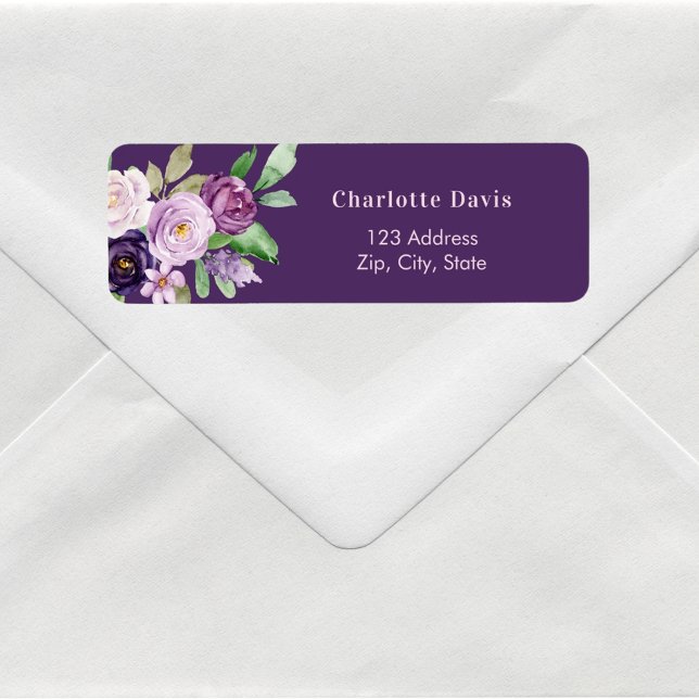 Purple lavender pink roses flowers return address (Creator Uploaded)