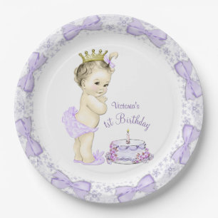Purple Lavender Princess 1st Birthday Party Paper Plate