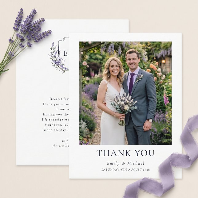 Purple Lavender Rustic Wedding Thank You Card (Creator Uploaded)