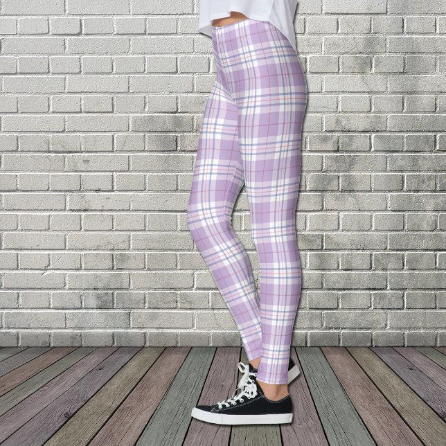 Purple Lavender Spring Tartan Plaid Pattern Leggings (Creator Uploaded)