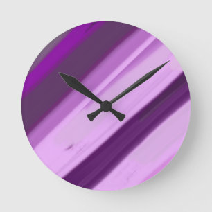 Purple Lavender Stripes Round Clock