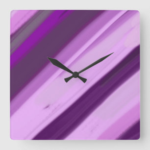 Purple Lavender Stripes  Square Wall Clock