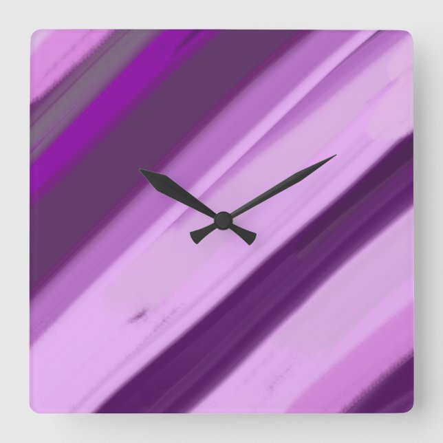 Purple Lavender Stripes  Square Wall Clock (Front)