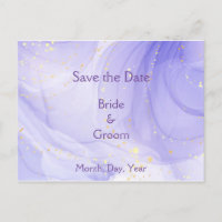 Purple Lavender Swirl Gold Highlite Save the Date