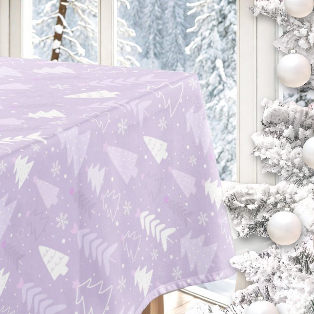 Purple Lavender Trees Winter Christmas Tablecloth (Purple Lavender Trees Winter Christmas Tablecloth)