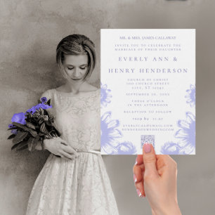 Purple Lavender Vintage Wildflower Wedding Announcement Postcard